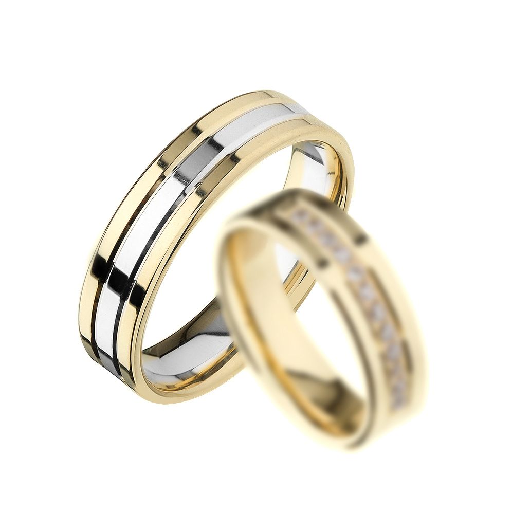 Wedding Ring V381 14K White & Yellow Gold 5.6 mm Width & 1.5 mm Thick