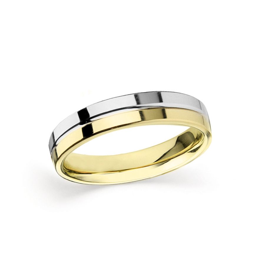 Wedding Ring V383 14K White & Yellow Gold 4 mm Width & 1.6 mm Thick