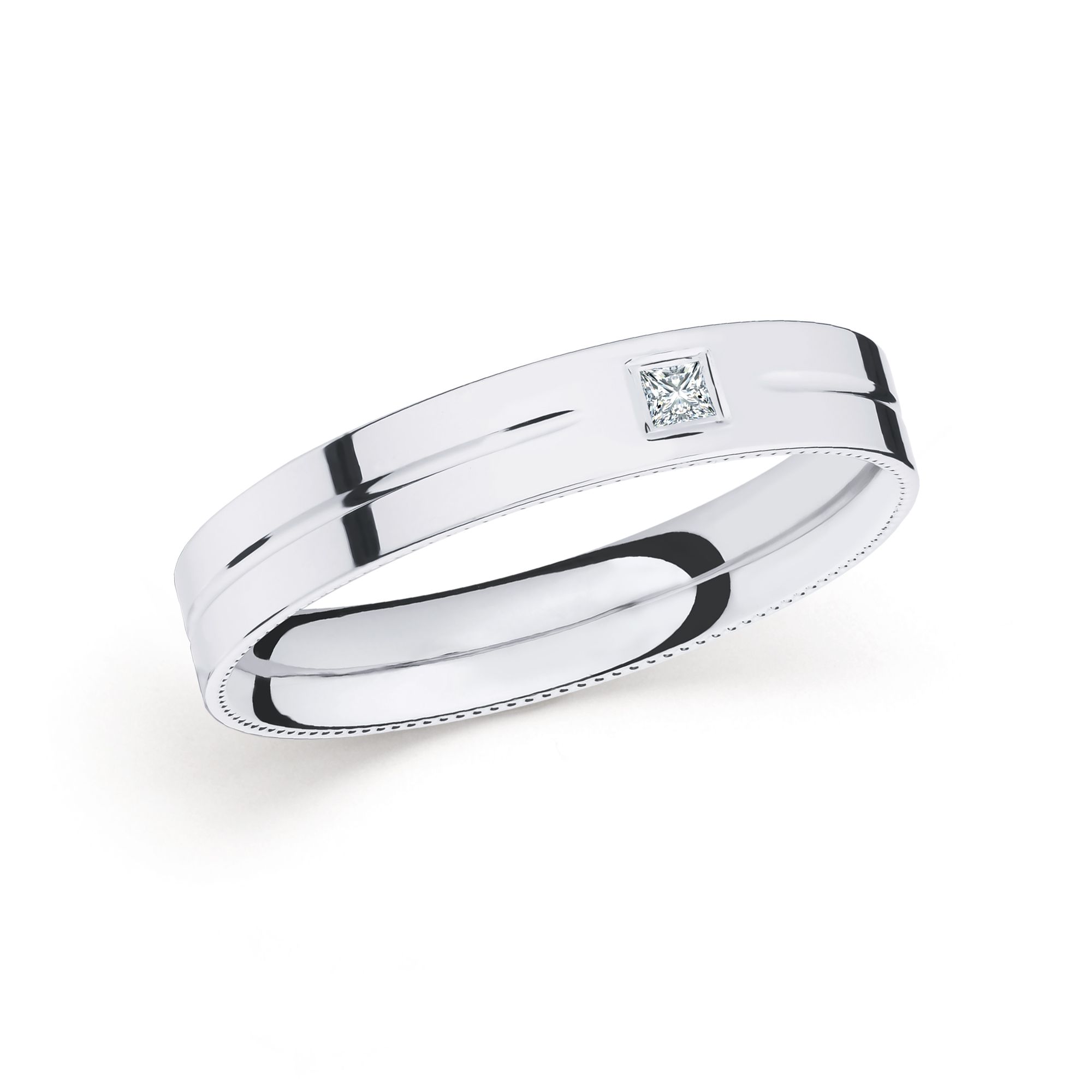Wedding Ring V623M-SL-PR20 14K White Gold with Princess Cut Diamond (0.06 ct)