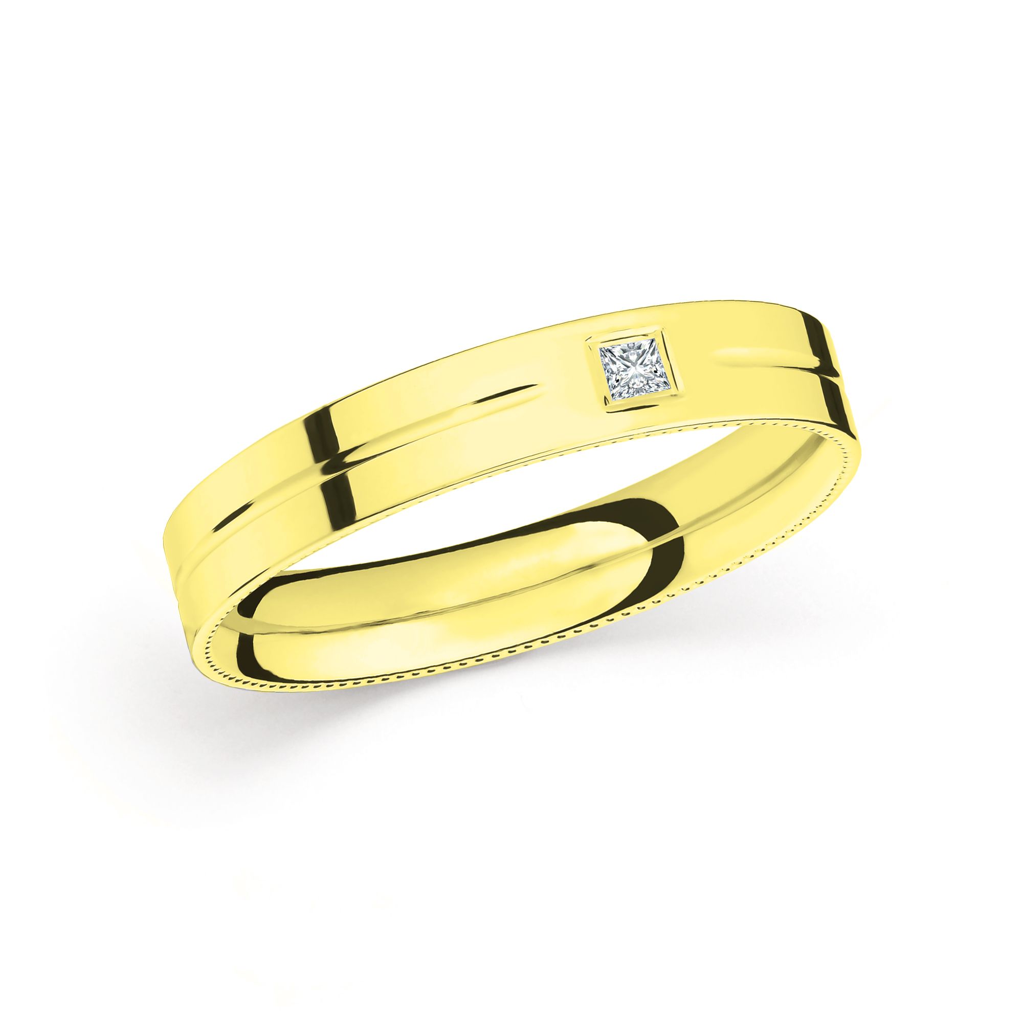 Wedding Ring V623M-SL-PR20Y 14K Yellow Gold with Princess Cut Diamond (0.06 ct)