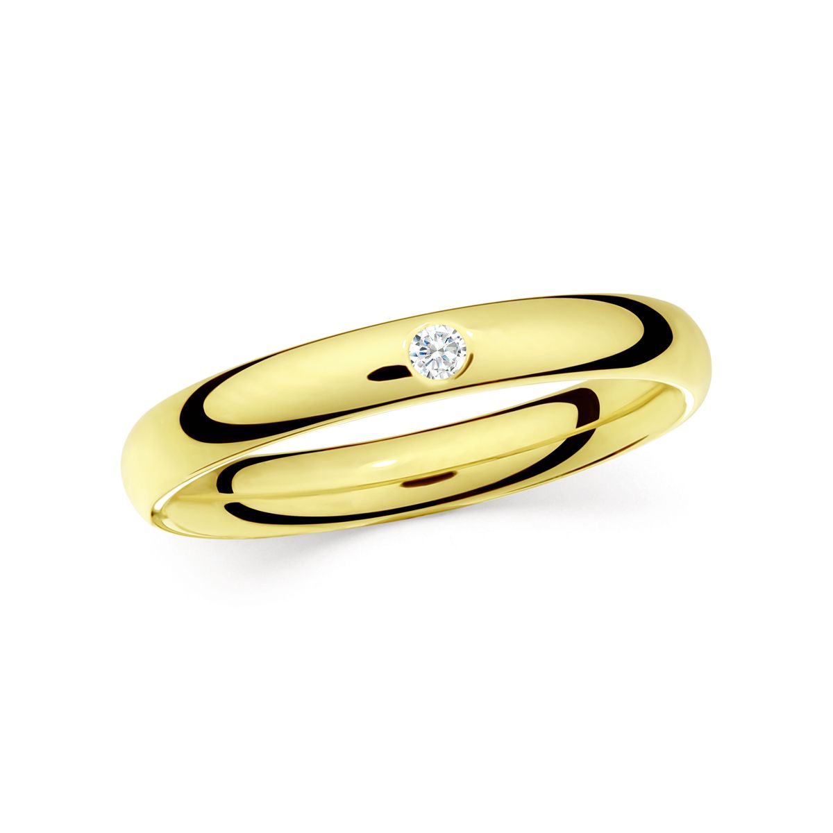 Wedding Ring V625 14K Yellow Gold with Diamond (0.033 ct) 3 mm Width & 1.8 mm Thick