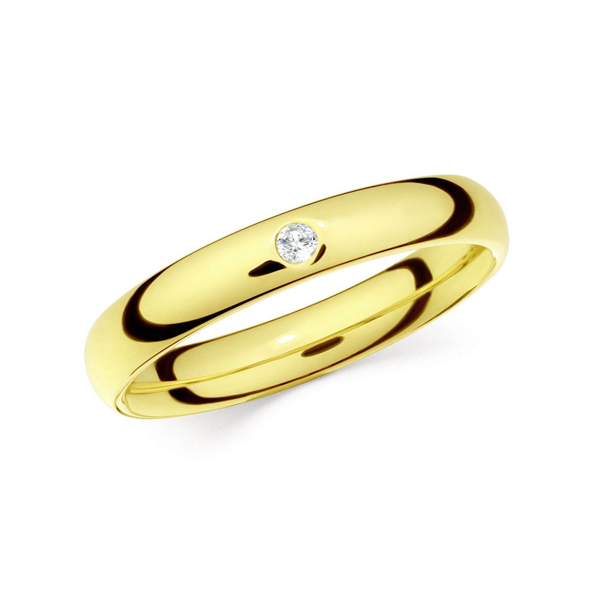 Wedding Ring V625 14K Yellow Gold with Diamond (0.033 ct) 3.5 mm Width & 1.8 mm Thick