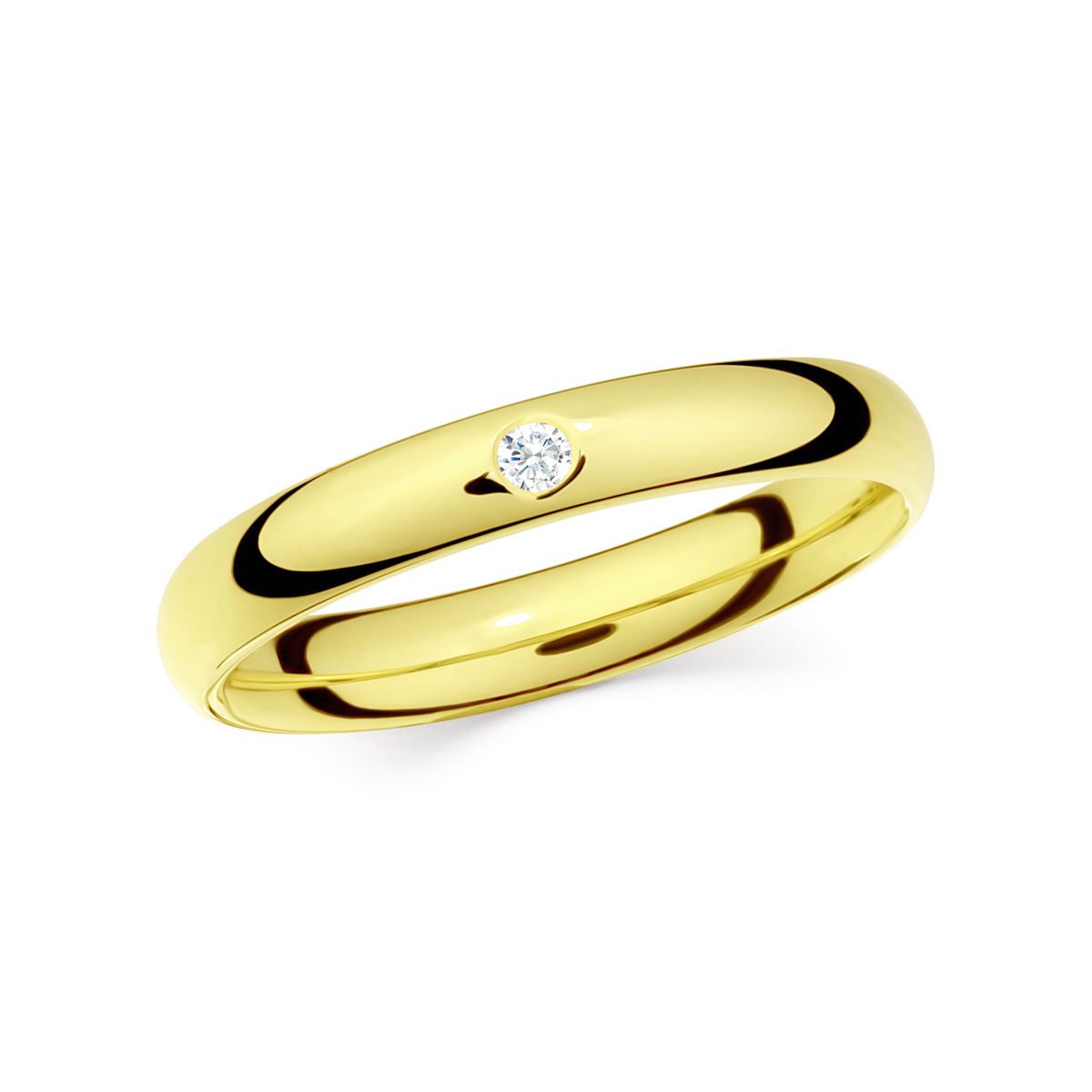 Wedding Ring V625 14K Yellow Gold with Diamond (0.026 ct) 3 mm Width & 1.6 mm Thick