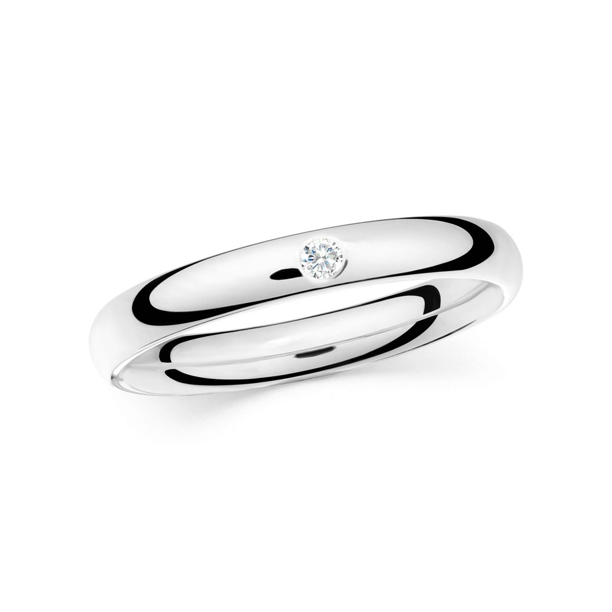 Wedding Ring V625 14K White Gold with Diamond (0.033 ct) 3 mm Width & 1.8 mm Thick