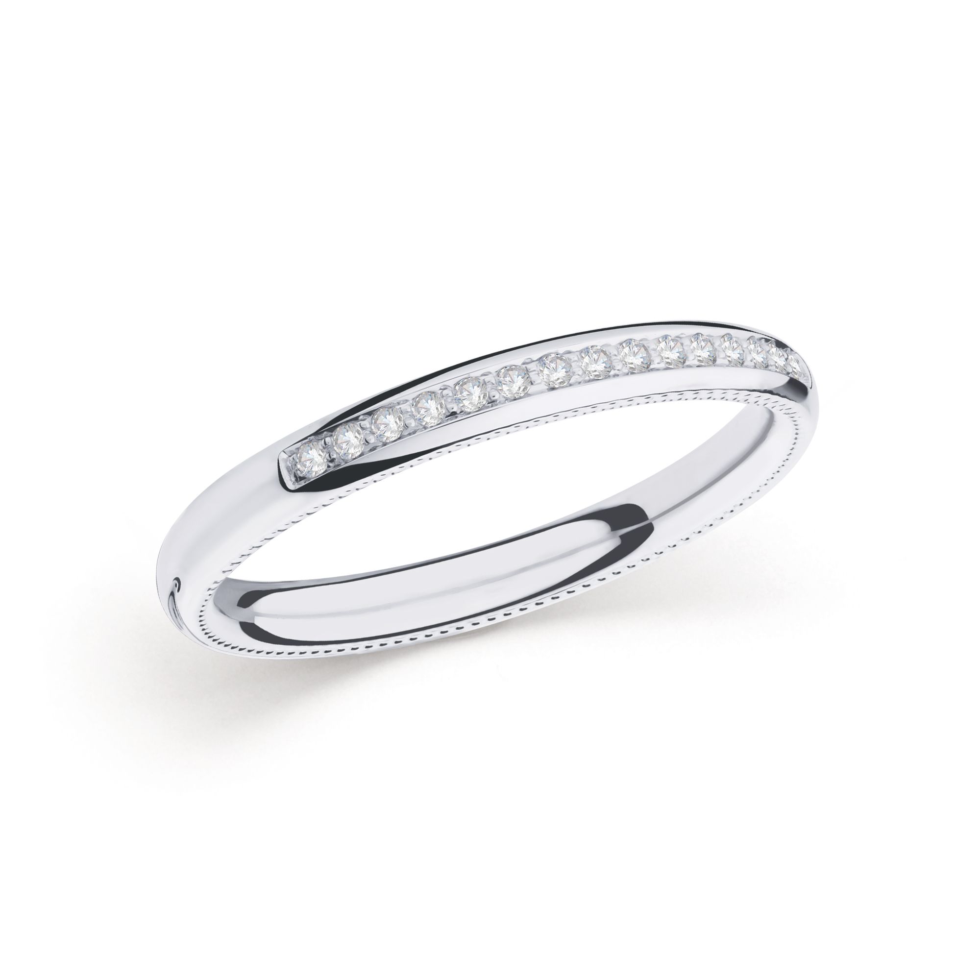 Wedding Ring V625M-S-PA10W 14K White Gold with 15 diamonds (0.075 ct)