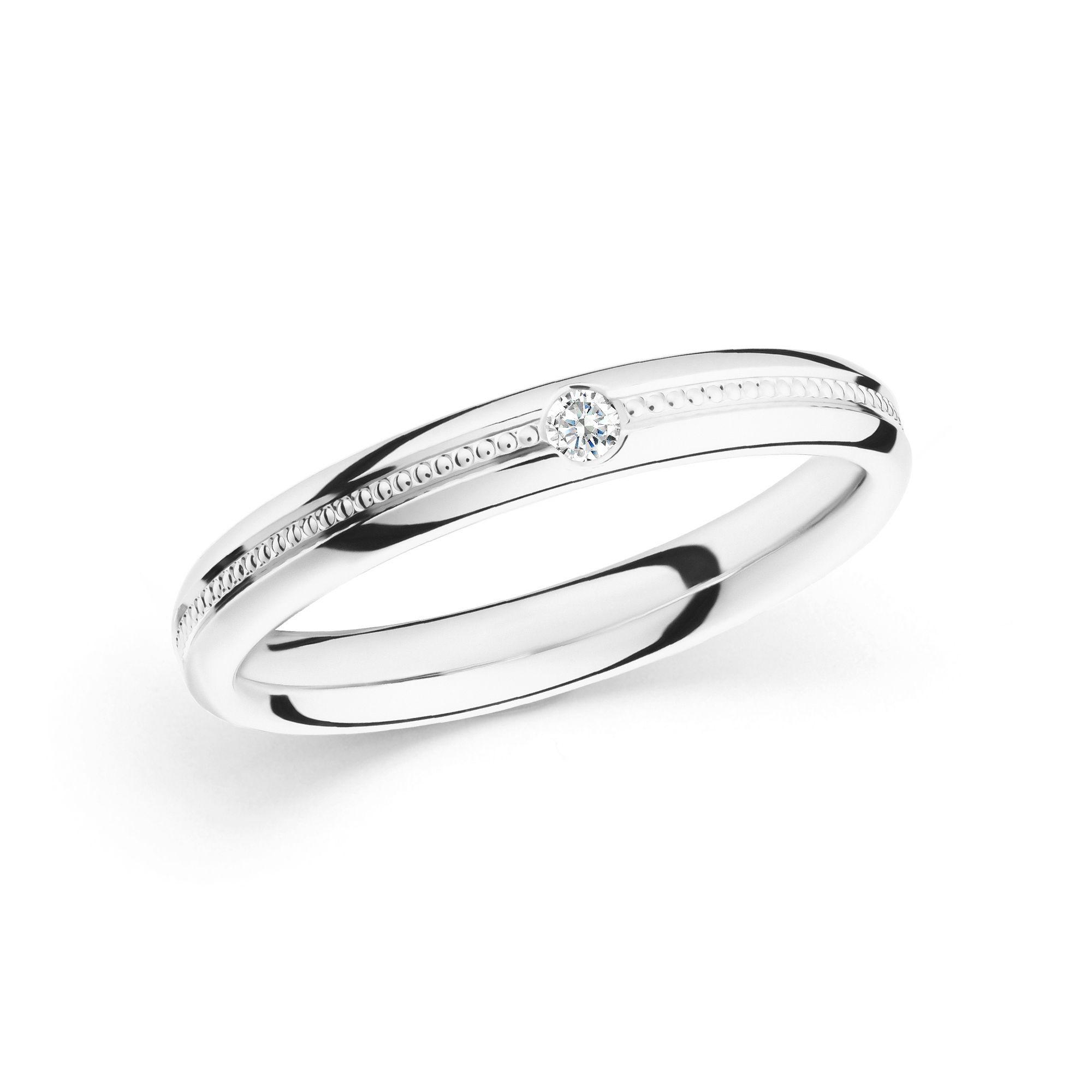 Wedding Ring V625M-M-RS20 14K White Gold with Diamond