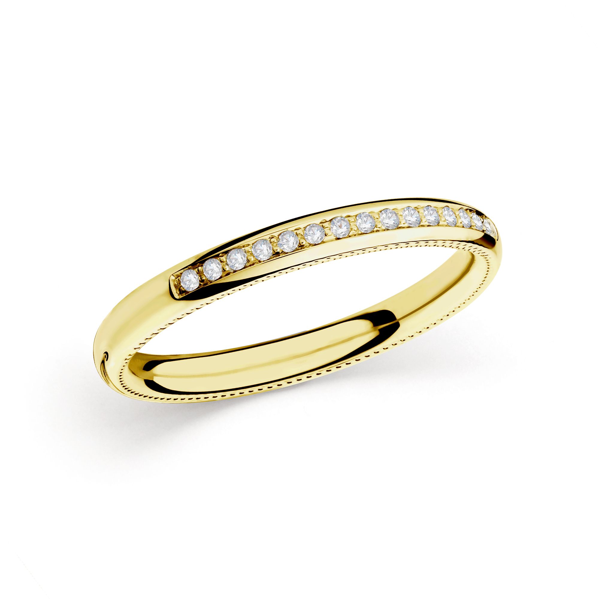 Wedding Ring V625M-S-PA10 14K Yellow Gold with 15 diamonds (0.075 ct)