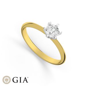 Wedding Ring DR321 18K Yellow & White Gold with Diamond (1,000 ct, GIA Certificate)